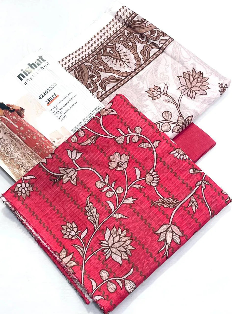 Nishat Unstitched 3-Piece Printed Doriya Lawn Suit – Elegant Summer Collection