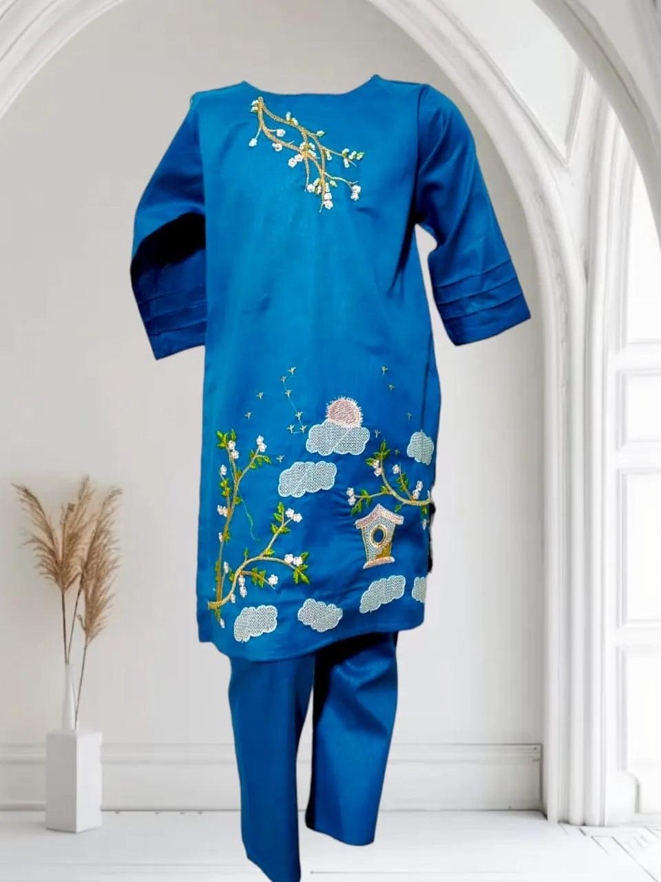 2-Piece Embroidered Pure Doria Lawn Suit