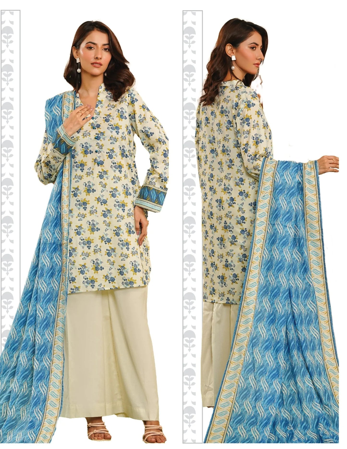Khaadi SS'25 Doriya Edition – Unstitched 3 Piece Printed Lawn Suit