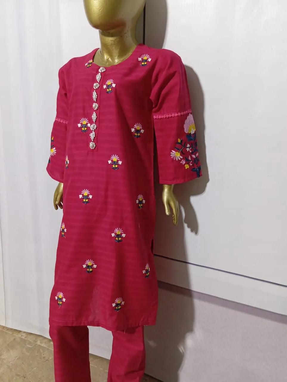 2-Piece Embroidered Pure Doria Lawn Suit