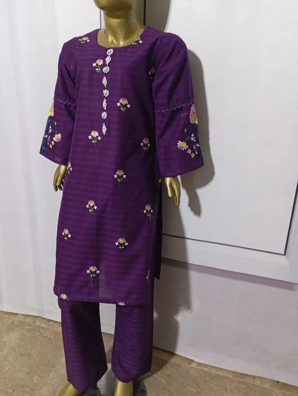 2-Piece Embroidered Pure Doria Lawn Suit