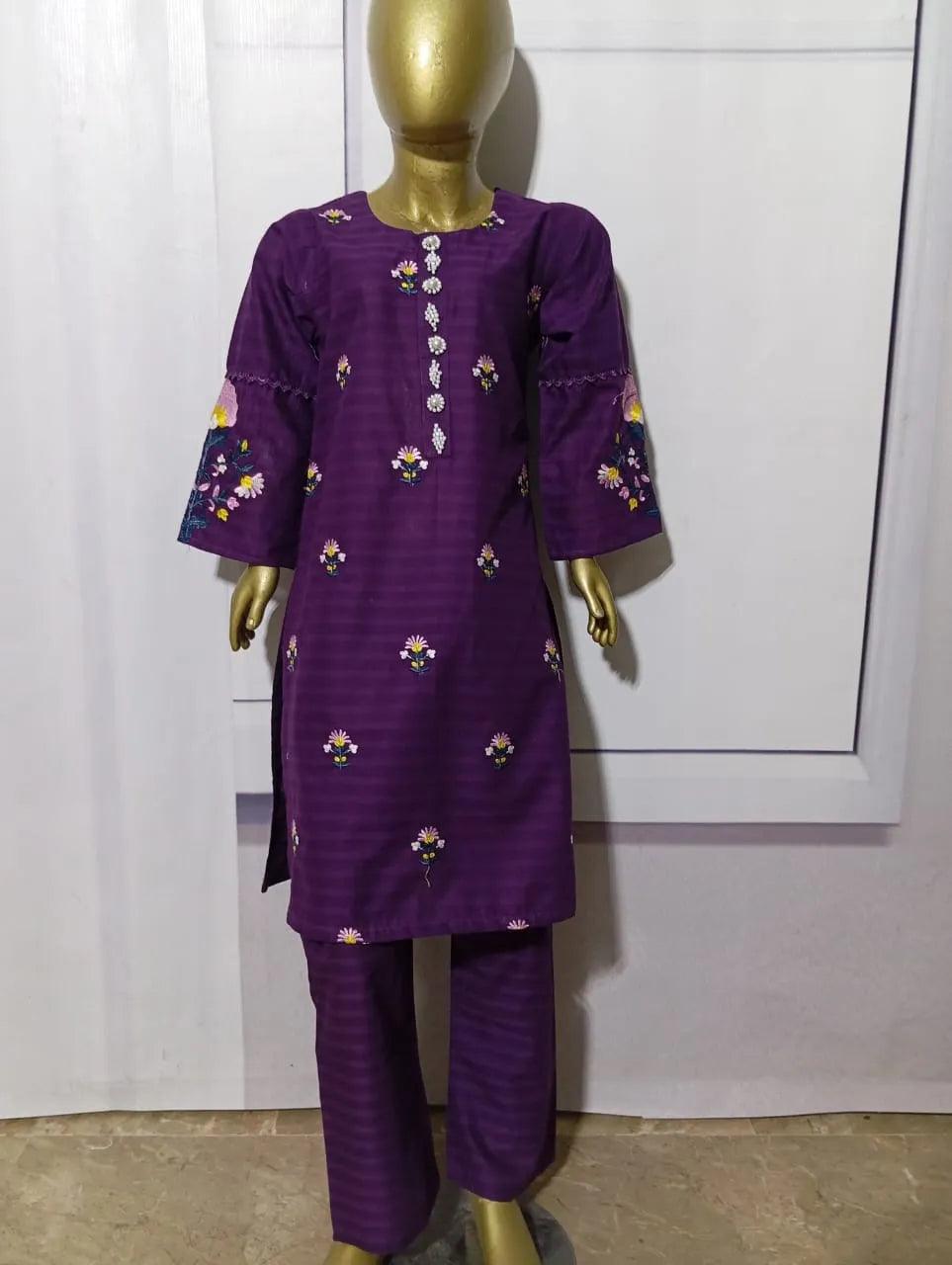 2-Piece Embroidered Pure Doria Lawn Suit