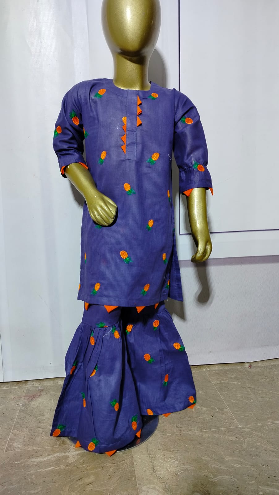Kids 2PC Embroidered Lawn Suit | Stylish Gharara Style