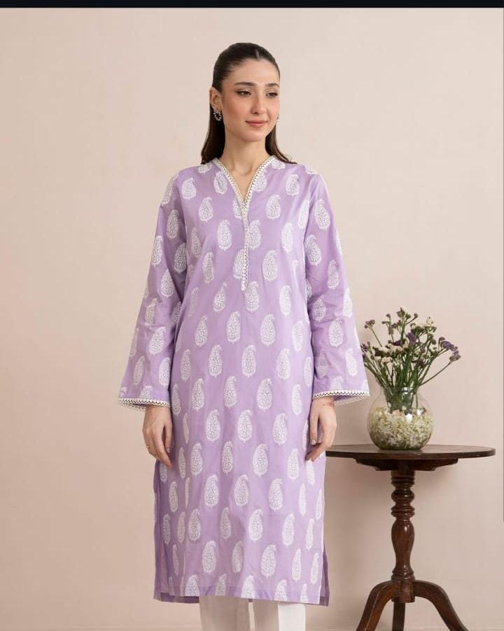 Zellbury high-quality embroided lawn fabric, this printed kurta