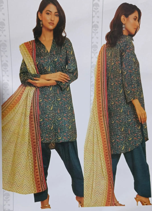 Khaadi SS'25 Doriya Edition – Unstitched 3 Piece Printed Lawn Suit