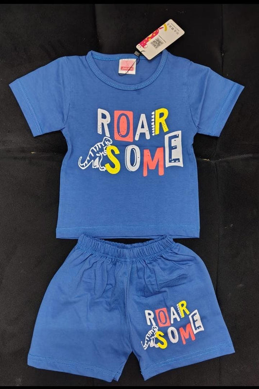 Roar Dinosaur Print Kids' T-Shirt & Shorts Set – Fun & Comfy Outfit for Little Explorers