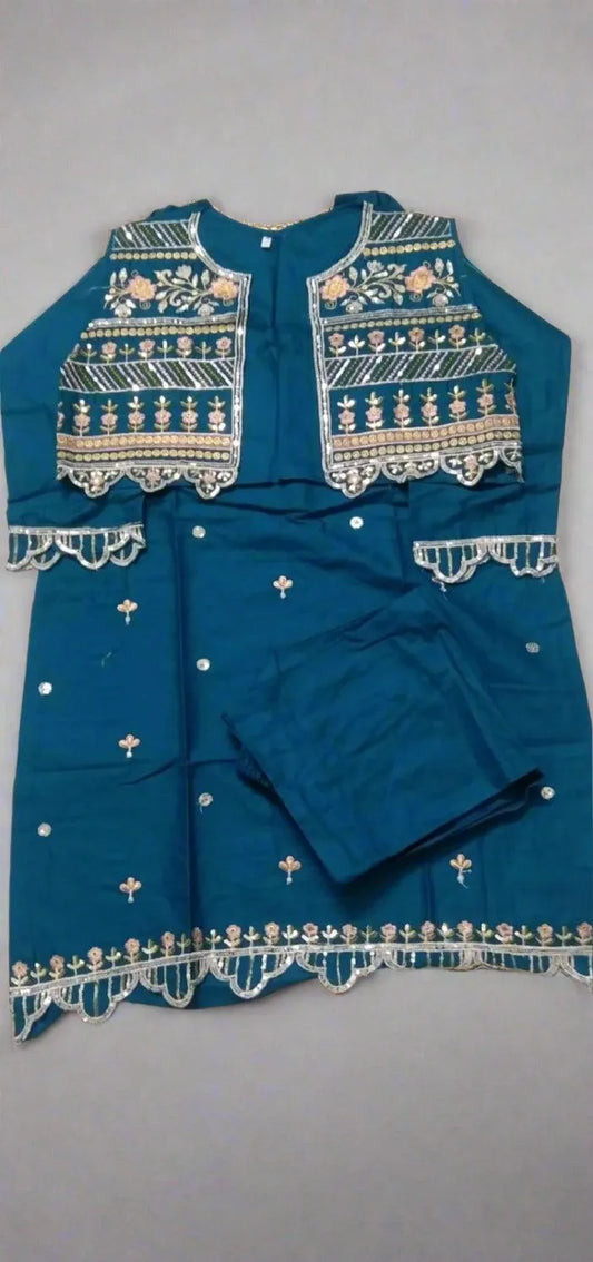 3-Piece Embroidered Doria Lawn Suit with Separate Koti
