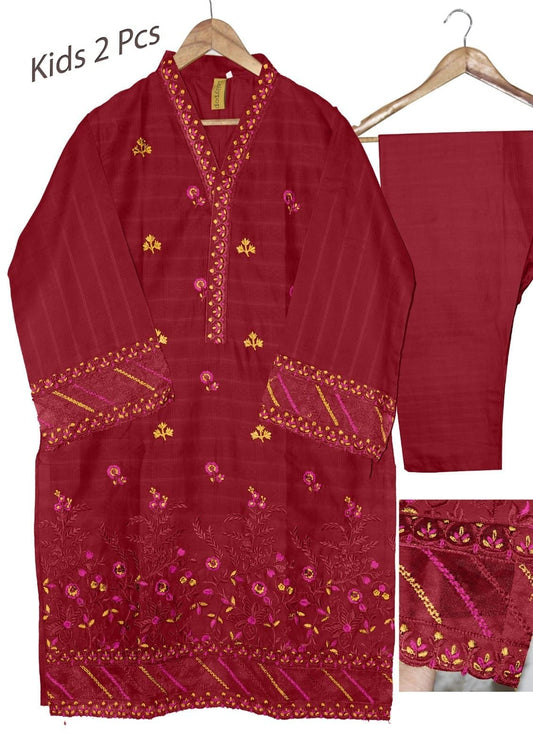 Kids 2-Piece Embroidered Pure Doria Lawn Suit – Elegant Summer Wear
