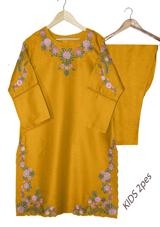 Kids 2-Piece Embroidered Jacquard Lawn Suit