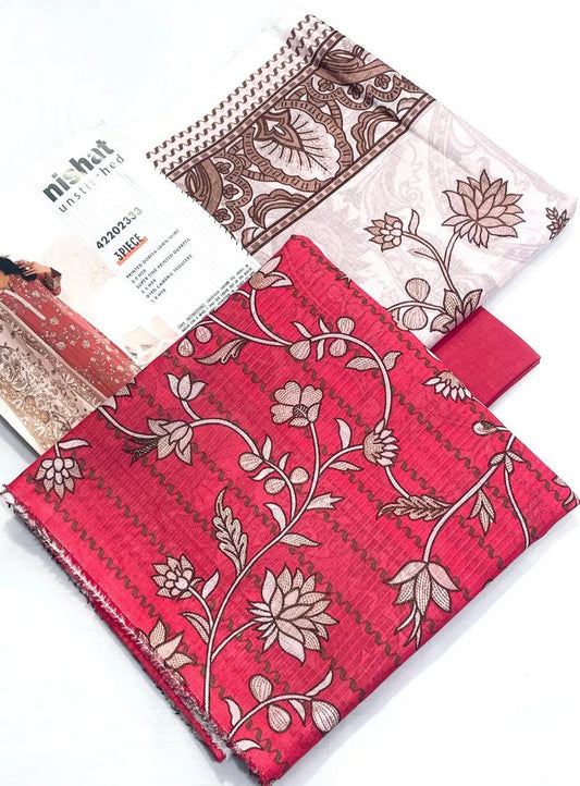 Nishat Unstitched 3-Piece Printed Doriya Lawn Suit – Elegant Summer Collection