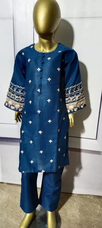 Doria Embroided Lawn With loop Neck Button