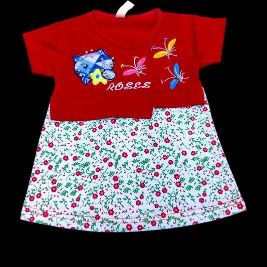 Cute Red & Floral Printed Top for Baby Girls – Comfortable & Stylish