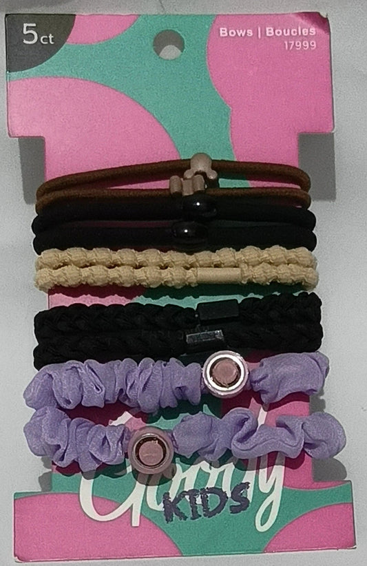 Goody Kids 5-Piece Hair Accessories Set – Colorful Bows & Elastic Bands