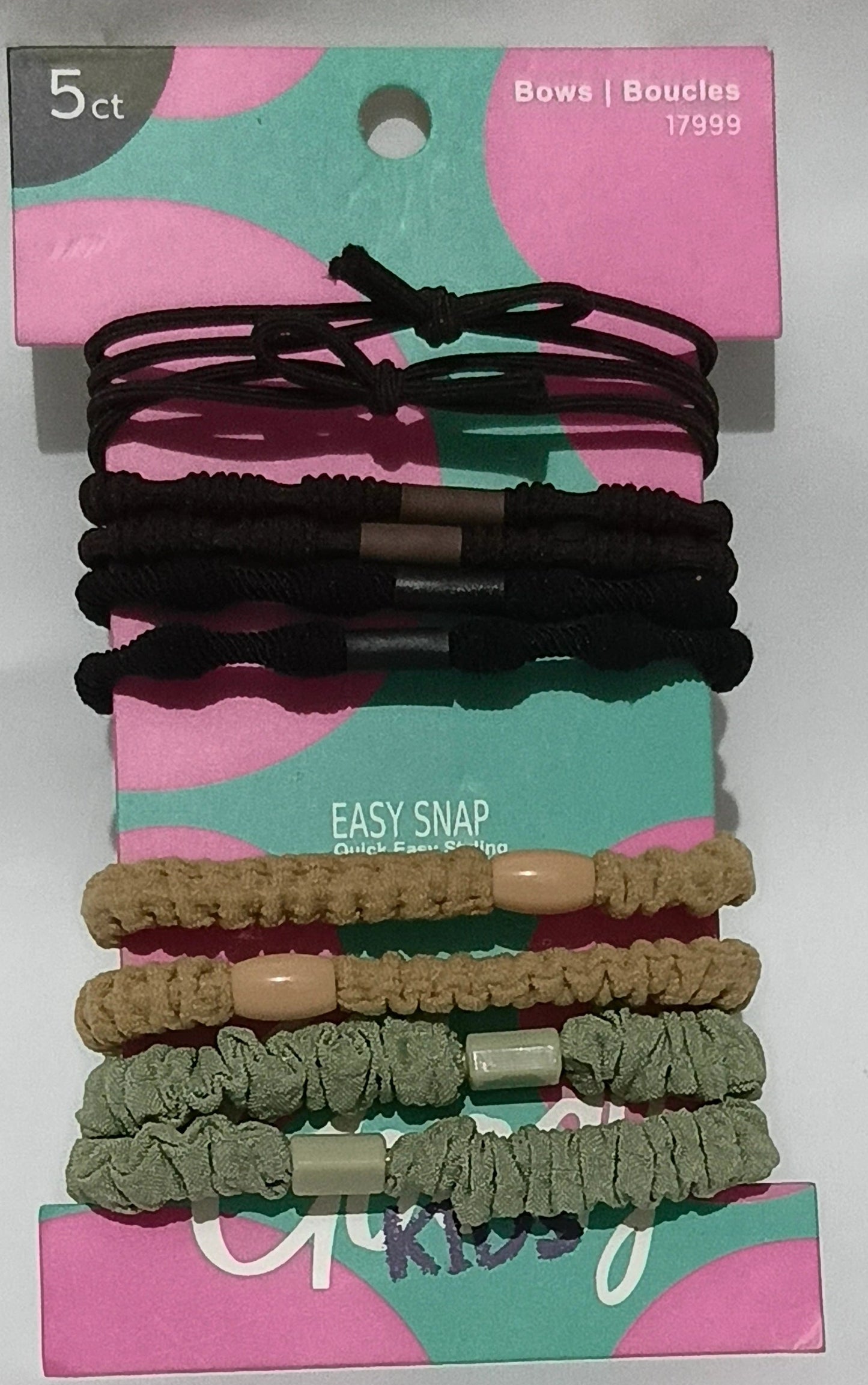 Goody Kids 5-Piece Hair Accessories Set – Colorful Bows & Elastic Bands