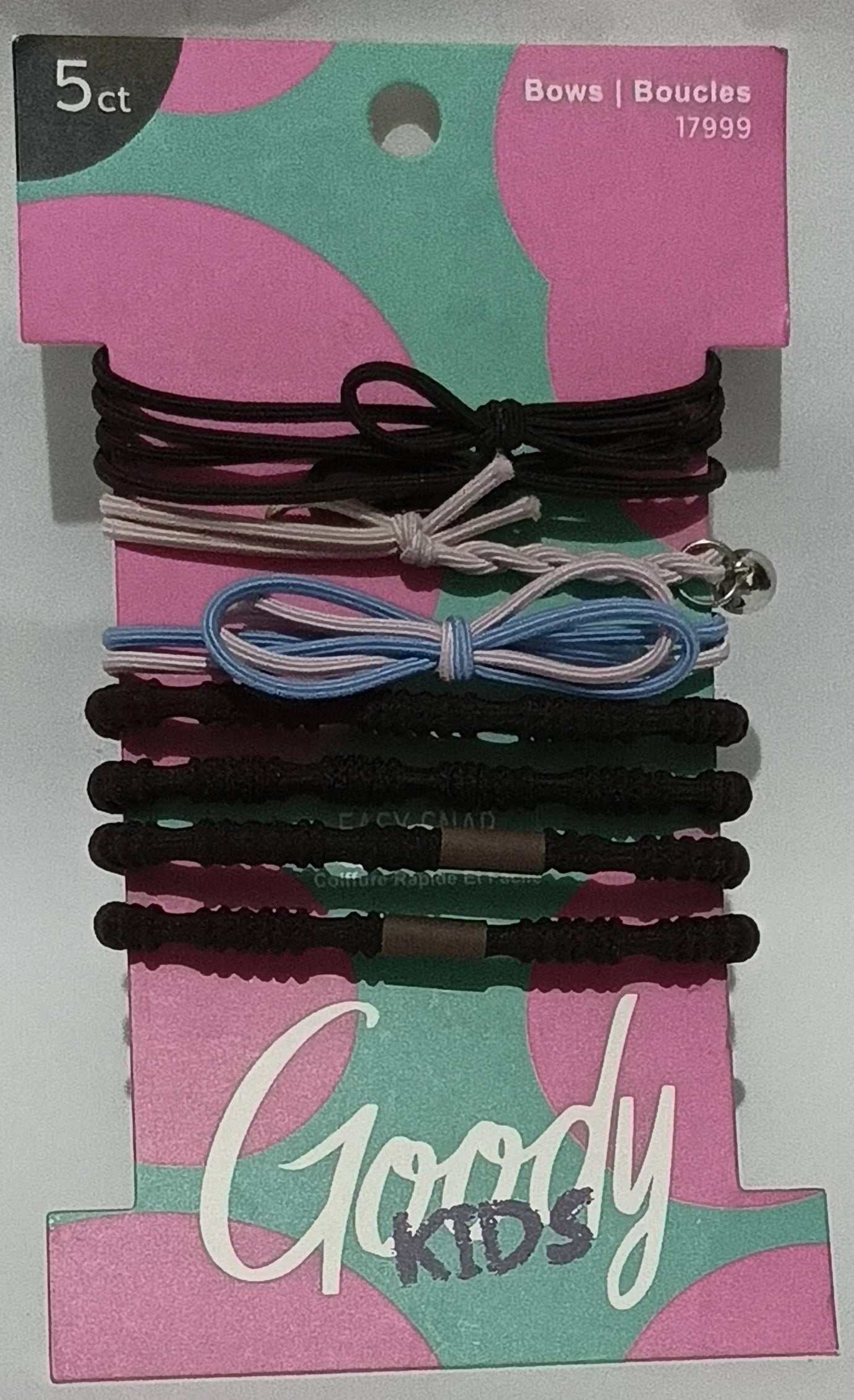 Goody Kids 5-Piece Hair Accessories Set – Colorful Bows & Elastic Bands