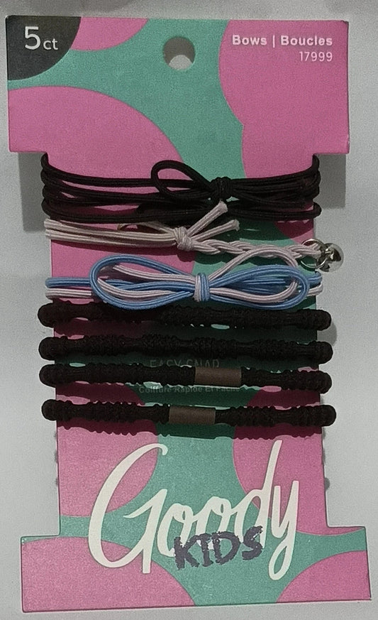 Goody Kids 5-Piece Hair Accessories Set – Colorful Bows & Elastic Bands