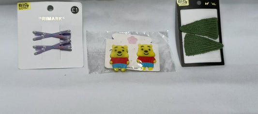 Pack of 3 Stylish Hair Clips for Girls – Mixed Designs