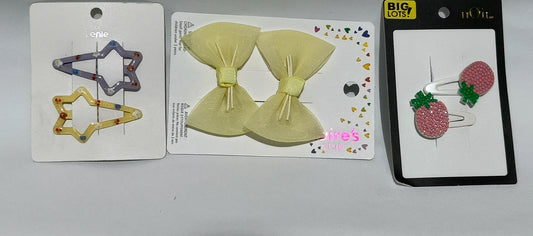 Pack of 3 Stylish Hair Clips for Girls – Mixed Designs