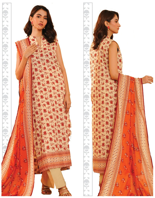 Khaadi SS'25 Doriya Edition – Unstitched 3 Piece Printed Lawn Suit
