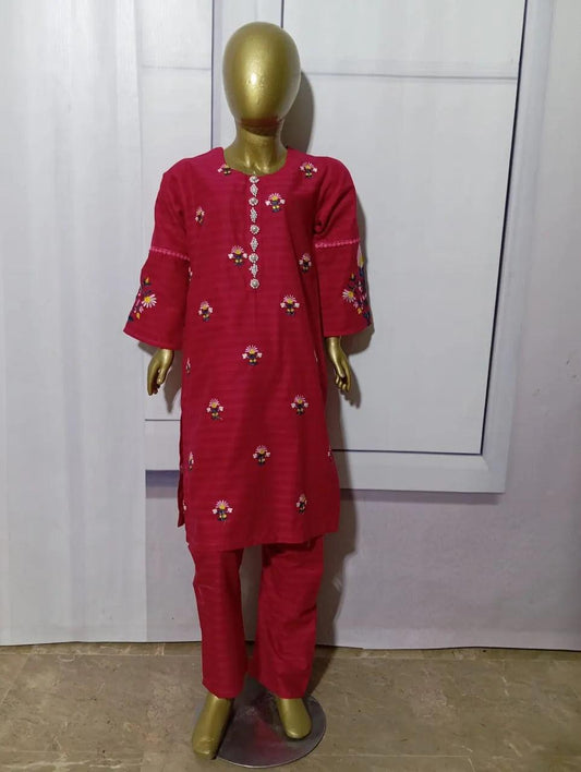 2-Piece Embroidered Pure Doria Lawn Suit
