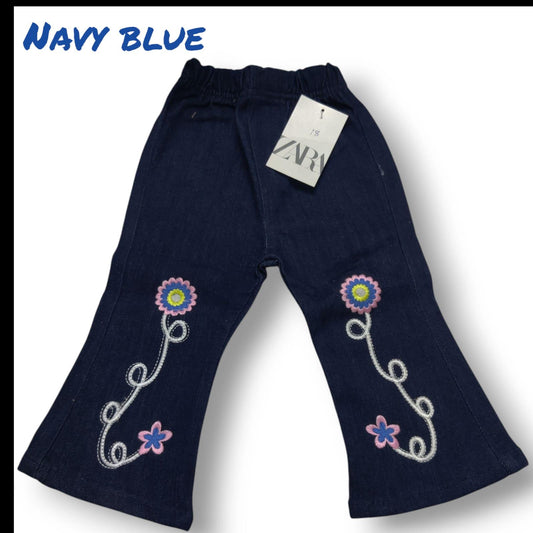 Zara Embroidered Bell Bottom Jeans – Trendy & Stylish Denim