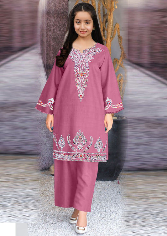 Kids 2-Piece Embroidered Suit | Pure Jacquard Lawn