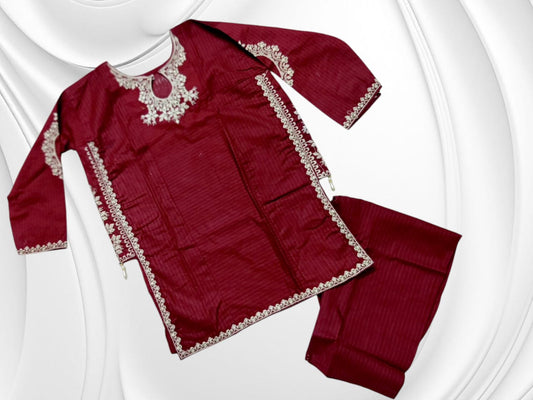 Kids 2-Piece Embroidered Suit | Pure Doria Lawn