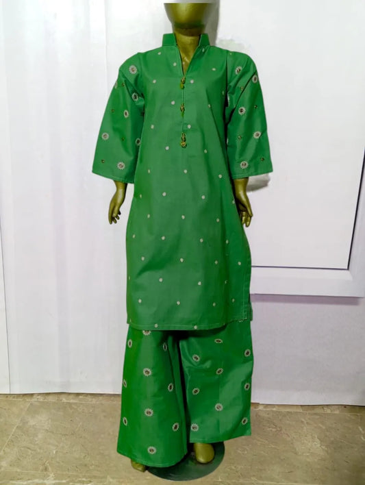 2Pcs Embroidered Pure Doria Lawn Suit with Plazo