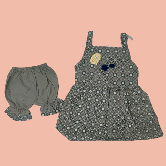 2-Piece Cotton Lawn Frock with Nicker Shorts – For Girls