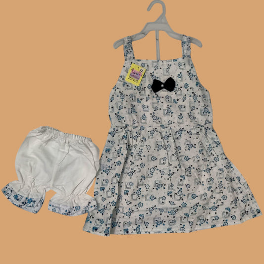 2-Piece Cotton Lawn Frock with Nicker Shorts – For Girls