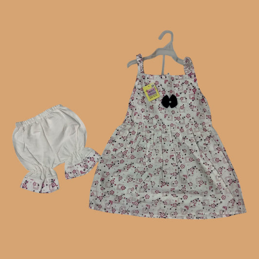 2-Piece Cotton Lawn Frock with Nicker Shorts – For Girls