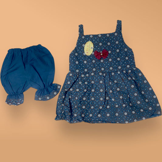 2-Piece Cotton Lawn Frock with Nicker Shorts – For Girls