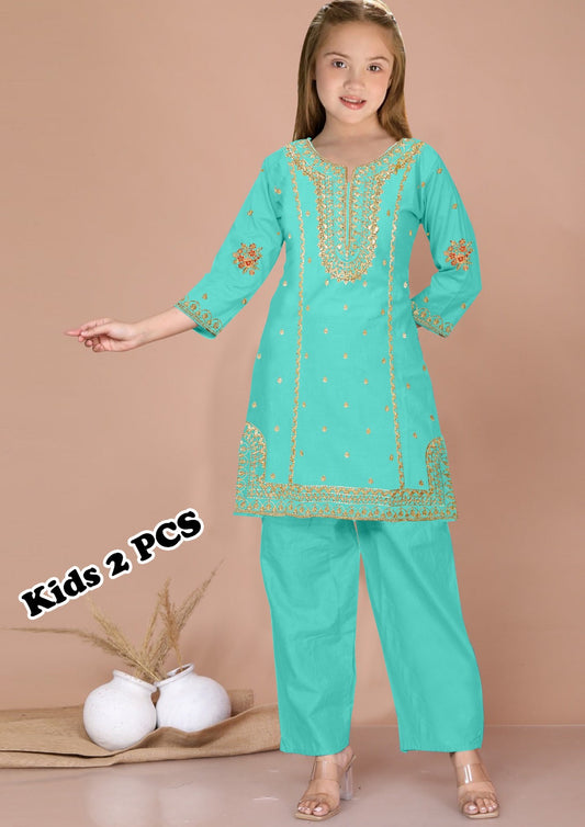 Kid's 2-Piece Embroidered Suit – Traditional Festive Wear