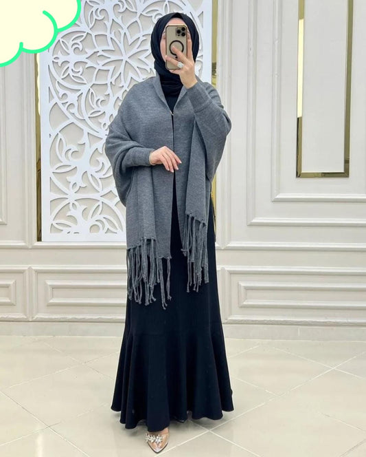 Women’s Bat-Wing Style Printed Fleece Shawl – Free Size Winter Wear
