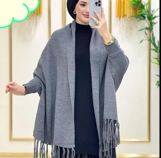 Women’s Bat-Wing Style Printed Fleece Shawl – Free Size Winter Wear