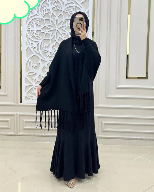 Women’s Bat-Wing Style Printed Fleece Shawl – Free Size Winter Wear