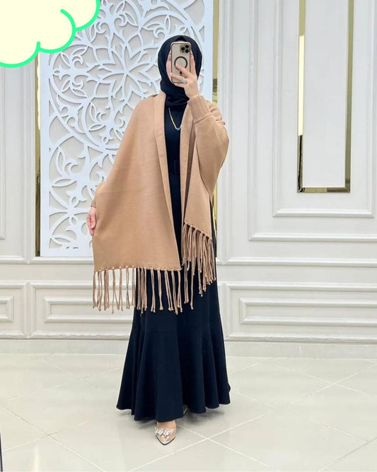 Women’s Bat-Wing Style Printed Fleece Shawl – Free Size Winter Wear