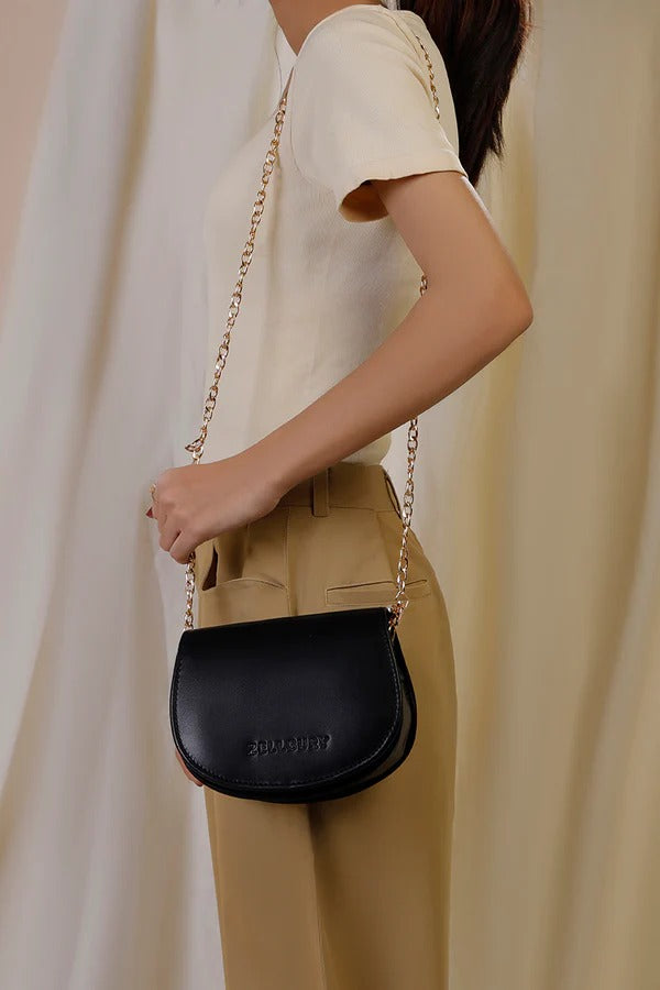 Zellbury Mini Luxe Crossbody Bag – Pearl Handle & Gold Chain | Women’s Fashion Purse