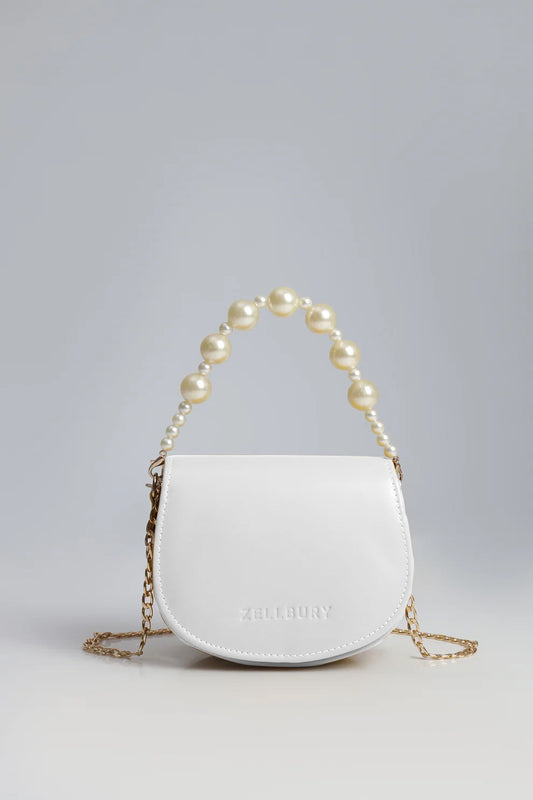 Zellbury Mini Luxe Crossbody Bag – Pearl Handle & Gold Chain | Women’s Fashion Purse