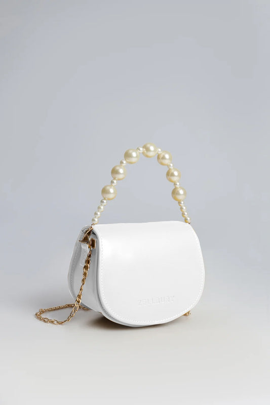 Zellbury Mini Luxe Crossbody Bag – Pearl Handle & Gold Chain | Women’s Fashion Purse