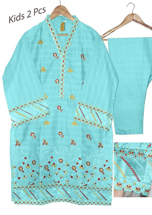 Kids 2-Piece Embroidered Pure Doria Lawn Suit – Elegant Summer Wear