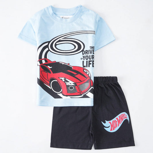 Boys 2-Piece Suit – Hot Wheels Design (Half Sleeves)