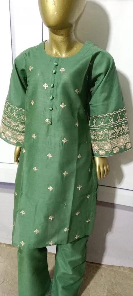 Doria Embroided Lawn With loop Neck Button