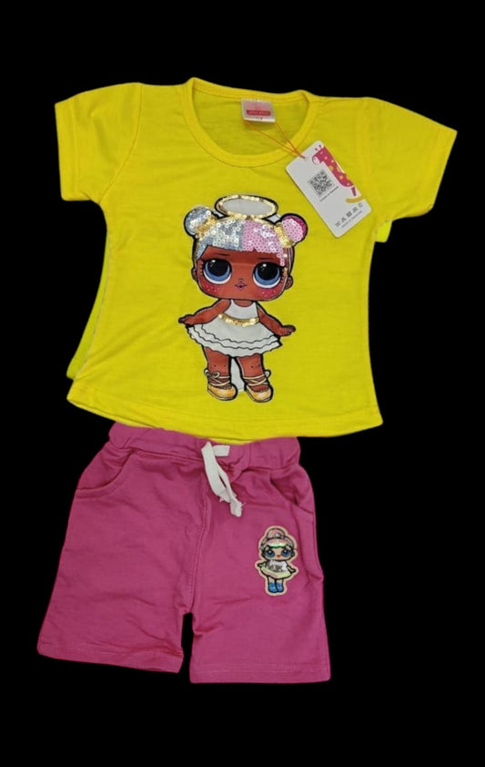 Trendy Kids' Summer Outfit – Cute Cartoon Printed T-Shirt & Shorts Set