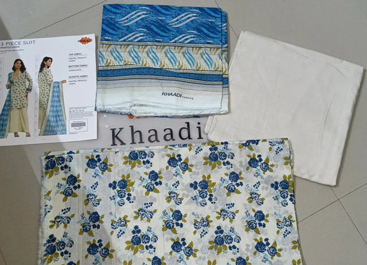 Khaadi SS'25 Doriya Edition – Unstitched 3 Piece Printed Lawn Suit
